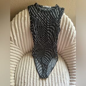 Alexander Wang Sheer Black Bodysuit